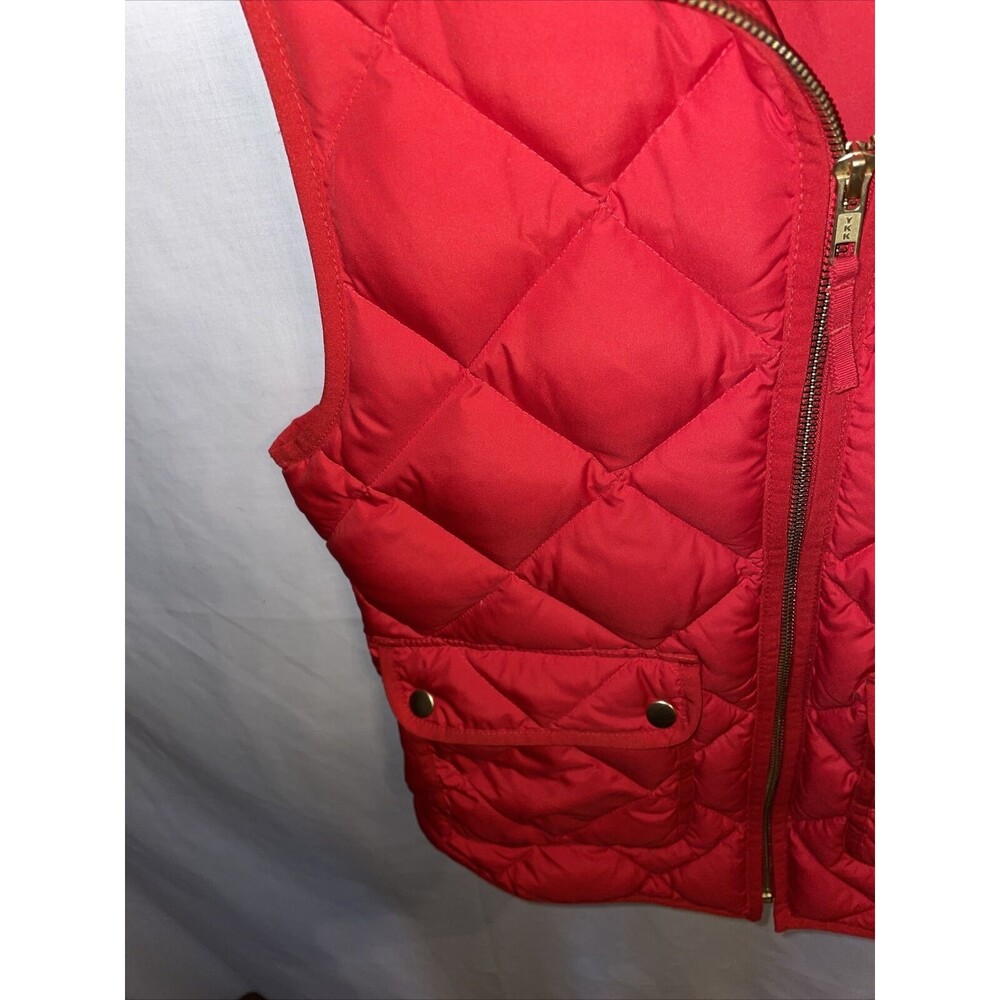 J. Crew Puffer Vest Women’s Size XXS Red Zip Front Pockets Down Insulation - Picture 6 of 12